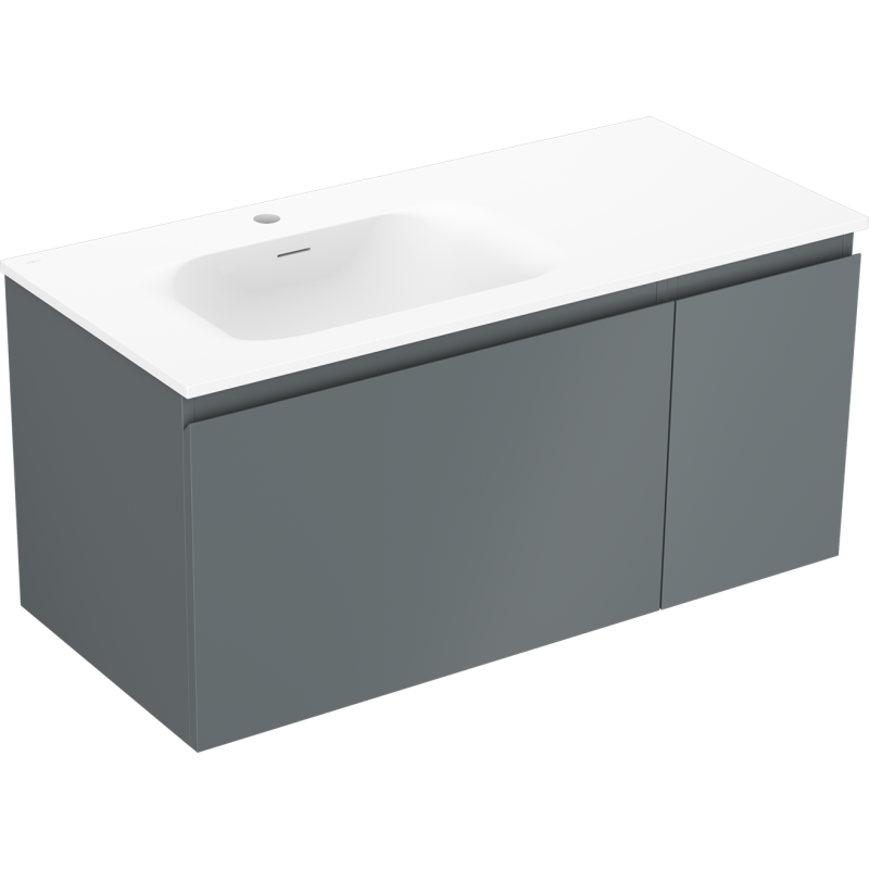 Mexen Orio Badezimmer-Schrank 100 cm mit Waschtisch Vela links, 1S, 1D, Graphit matt/Weiß matt - 91A13-10047-3-BBFF66-W23L01