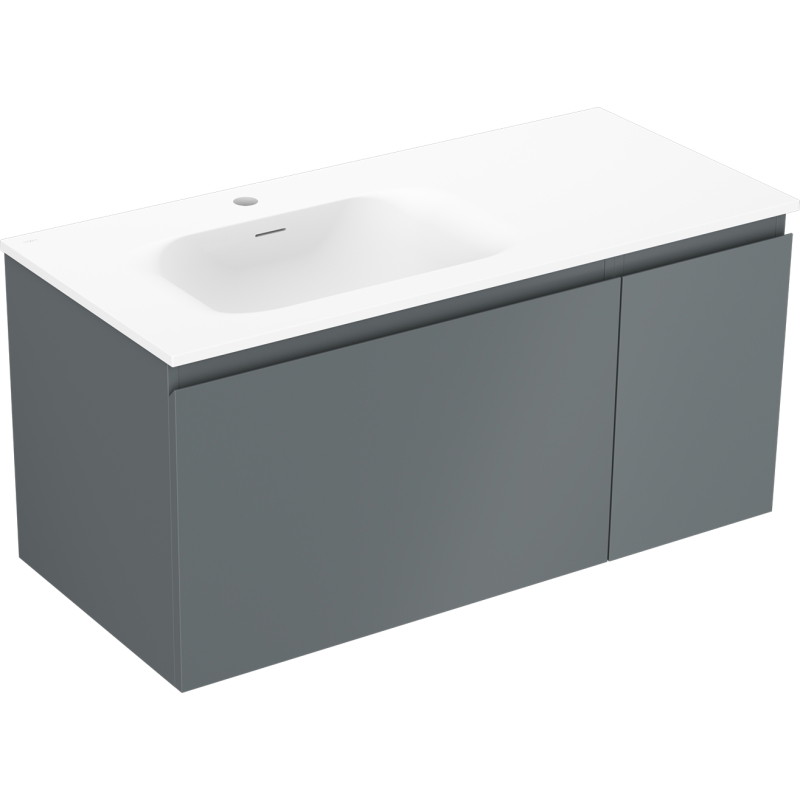 Mexen Orio Badezimmerschrank 100 cm mit Waschbecken Vela links, 1S, 1D, grafit matt/weiß matt - 91A13-10047-3-BBFF66-W23L01