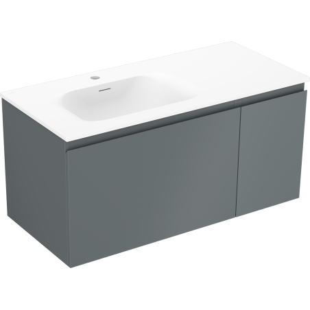 Mexen Orio Badezimmer-Schrank 100 cm mit Waschtisch Vela links, 1S, 1D, Graphit matt/Weiß matt - 91A13-10047-3-BBFF66-W23L01