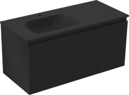 Mexen Orio Badezimmerschrank 100 cm mit Waschbecken Vela links, 1S, 1D, schwarz matt - 91A13-10047-3-BBFF71-W23L71