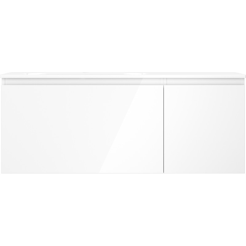 Mexen Orio Badezimmerschrank 120 cm mit Waschbecken Vela links, 1S, 1D, weiß glänzend - 91A13-12047-3-BBFF00-W23L00