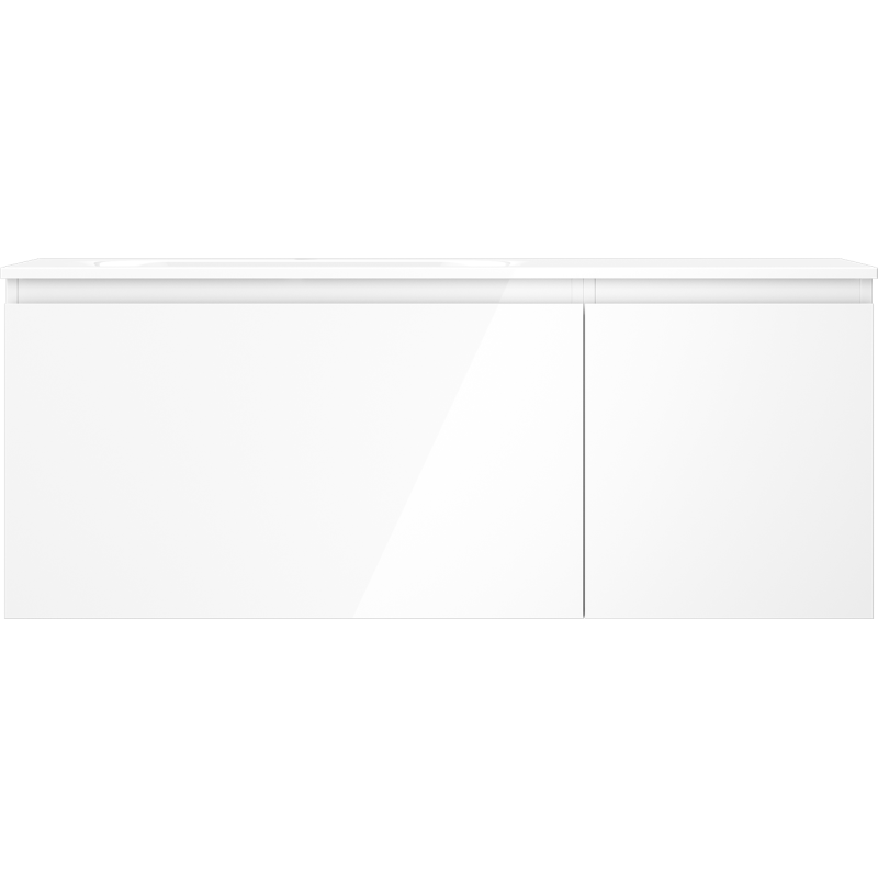 Mexen Orio Badschrank 120 cm mit Waschtisch Vela links, 1S, 1D, weiß glänzend - 91A13-12047-3-BBFF00-W23L00