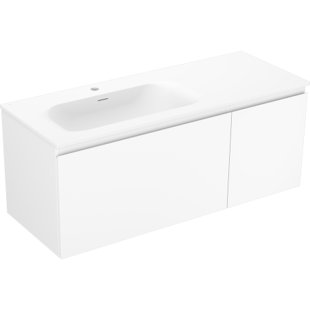 Mexen Orio 120 cm Badezimmerschrank mit linkem Waschbecken Vela, 1S, 1D, weiß matt - 91A13-12047-3-BBFF01-W23L01
