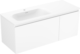 Mexen Orio 120 cm Badezimmerschrank mit linkem Waschbecken Vela, 1S, 1D, weiß matt - 91A13-12047-3-BBFF01-W23L01
