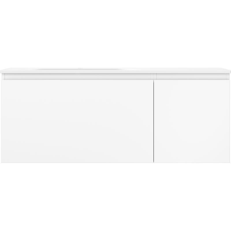 Mexen Orio 120 cm Badezimmerschrank mit linkem Waschbecken Vela, 1S, 1D, weiß matt - 91A13-12047-3-BBFF01-W23L01