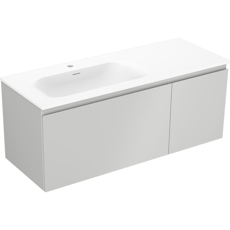 Mexen Orio Badezimmerschrank 120 cm mit Waschbecken Vela links, 1S, 1D, grau matt/weiß matt - 91A13-12047-3-BBFF62-W23L01