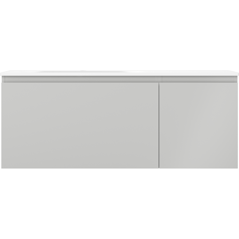 Mexen Orio Badezimmerschrank 120 cm mit Waschbecken Vela links, 1S, 1D, grau matt/weiß matt - 91A13-12047-3-BBFF62-W23L01