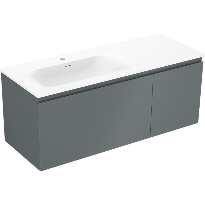 Mexen Orio Badezimmerschrank 120 cm mit Waschbecken Vela links, 1S, 1D, Grafit matt/weiß matt - 91A13-12047-3-BBFF66-W23L01