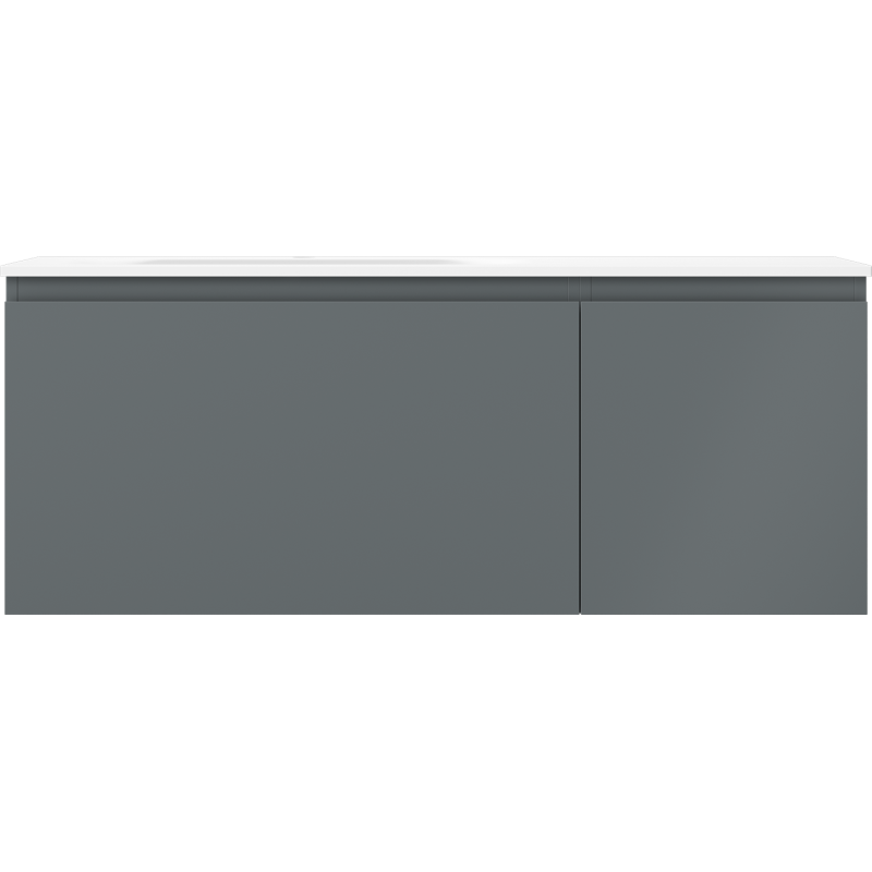 Mexen Orio Badezimmerschrank 120 cm mit Waschbecken Vela links, 1S, 1D, Grafit matt/weiß matt - 91A13-12047-3-BBFF66-W23L01
