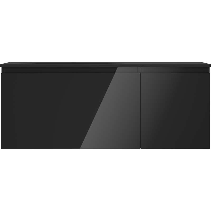Mexen Orio Badezimmerschrank 120 cm mit Waschbecken Vela links, 1S, 1D, schwarz glänzend/schwarz matt
