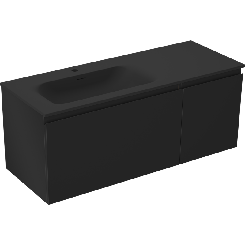 Mexen Orio Badezimmerschrank 120 cm mit Waschbecken Vela links, 1S, 1D, schwarz matt - 91A13-12047-3-BBFF71-W23L71