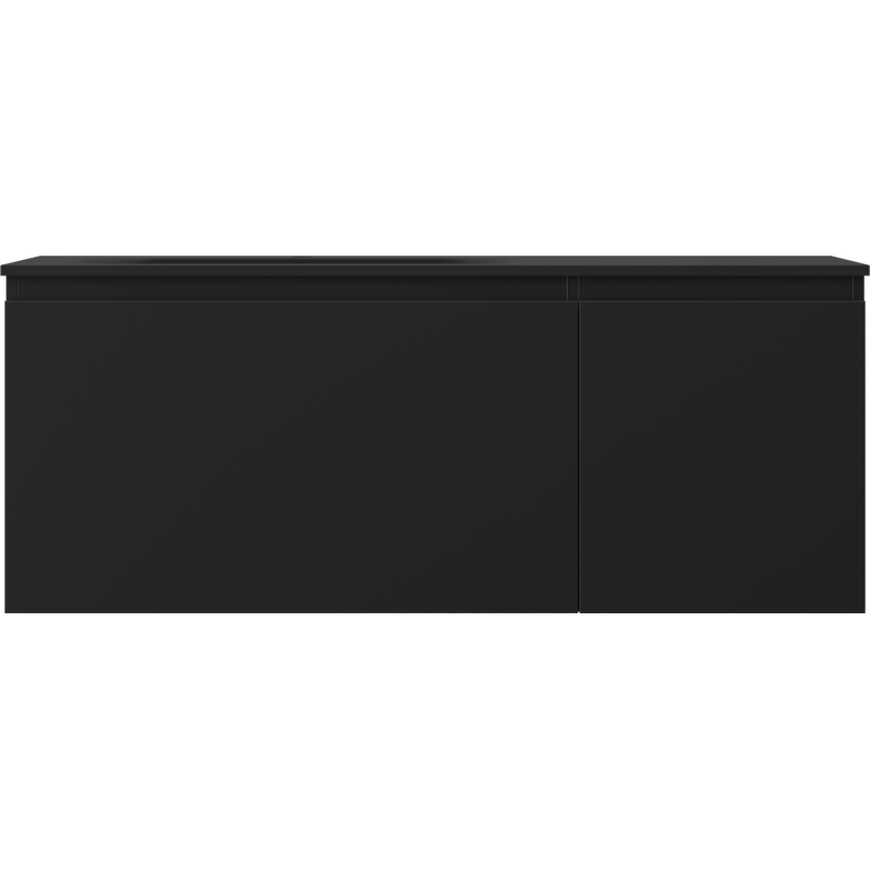 Mexen Orio Badezimmerschrank 120 cm mit Waschbecken Vela links, 1S, 1D, schwarz matt - 91A13-12047-3-BBFF71-W23L71