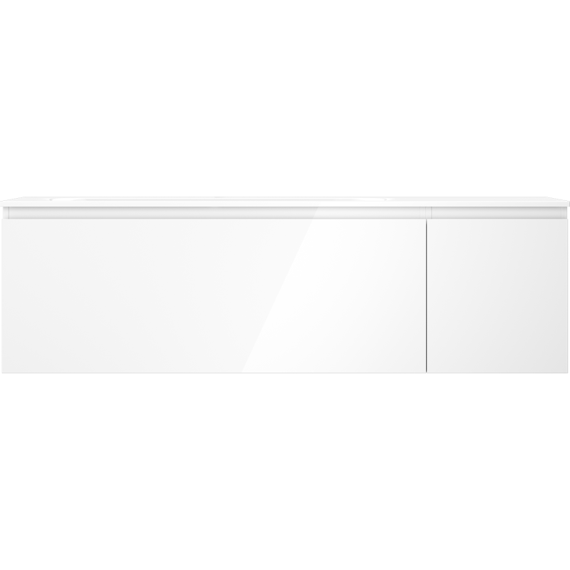 Mexen Orio Badezimmerschrank 160 cm mit Waschtisch Vela links, 1S, 1T, weiß glänzend - 91A13-16047-3-BBFF00-W23L00
