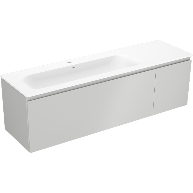 Mexen Orio Badezimmer-Unterschrank 160 cm mit Waschbecken Vela links, 1S, 1D, grau matt/weiß matt - 91A13-16047-3-BBFF62-W23L01