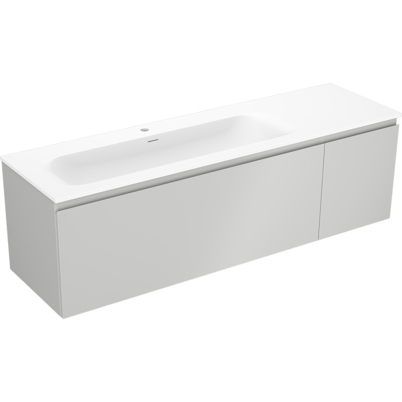 Mexen Orio Badezimmerschrank 160 cm mit Waschbecken Vela links, 1S, 1D, grau matt/weiß matt - 91A13-16047-3-BBFF62-W23L01
