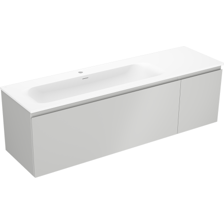 Mexen Orio Badezimmer-Unterschrank 160 cm mit Waschbecken Vela links, 1S, 1D, grau matt/weiß matt - 91A13-16047-3-BBFF62-W23L01