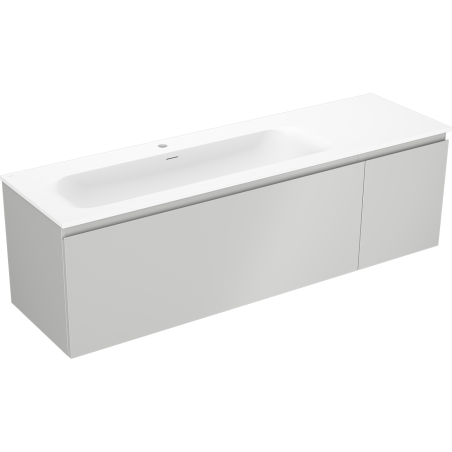 Mexen Orio Badezimmerschrank 160 cm mit Waschbecken Vela links, 1S, 1D, grau matt/weiß matt - 91A13-16047-3-BBFF62-W23L01