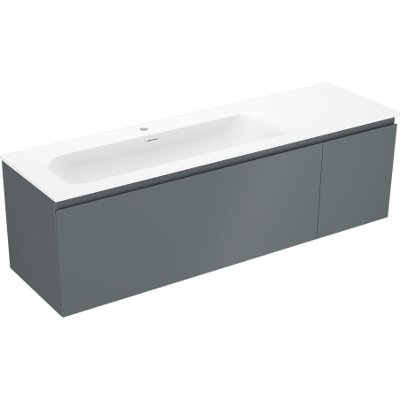 Mexen Orio Badezimmerschrank 160 cm mit Waschbecken Vela links, 1S, 1D, graphit matt/weiß matt - 91A13-16047-3-BBFF66-W23L01