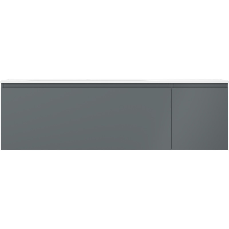 Mexen Orio 160 cm Badezimmer-Unterschrank mit linkem Waschbecken Vela, 1S, 1T, grafit matt/weiß matt