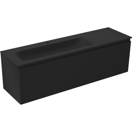 Mexen Orio Badezimmerschrank 160 cm mit Waschbecken Vela links, 1S, 1D, schwarz matt - 91A13-16047-3-BBFF71-W23L71