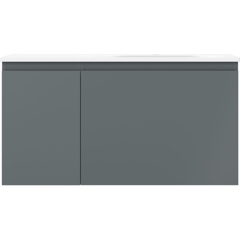 Mexen Orio Badezimmerschrank 90 cm mit Waschbecken Vela rechts, 1S, 1D, Graphit matt/Weiß matt - 91A13-09047-3-BBFF66-W23P01