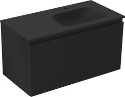 Mexen Orio Badezimmerschrank 90 cm mit Waschbecken Vela rechts, 1S, 1D, schwarz matt - 91A13-09047-3-BBFF71-W23P71
