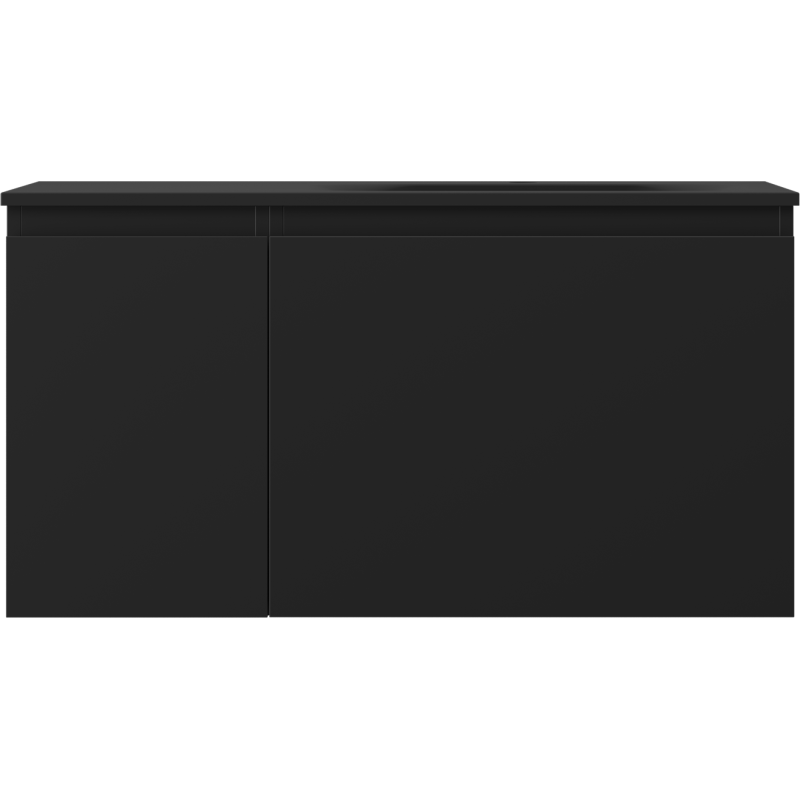 Mexen Orio Badezimmerschrank 90 cm mit Waschbecken Vela rechts, 1S, 1D, schwarz matt - 91A13-09047-3-BBFF71-W23P71