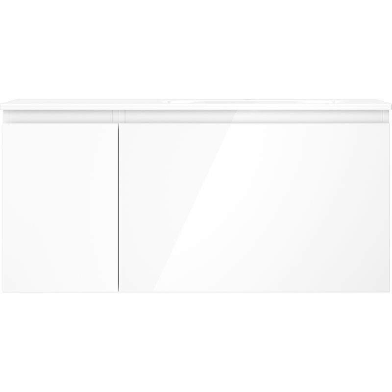Mexen Orio Badezimmerschrank 100 cm mit Waschbecken Vela rechts, 1S, 1D, weiß glänzend - 91A13-10047-3-BBFF00-W23P00