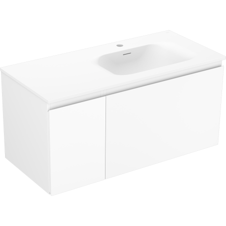 Mexen Orio Badezimmerschrank 100 cm mit Waschtisch Vela rechts, 1S, 1D, weiß matt - 91A13-10047-3-BBFF01-W23P01