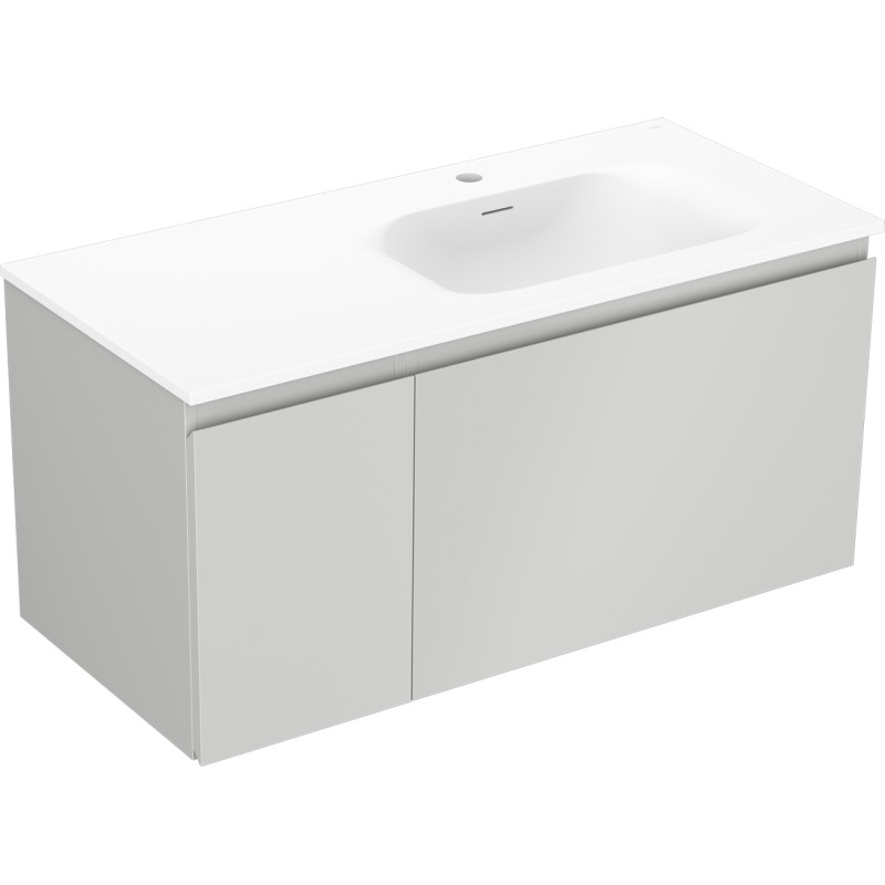 Mexen Orio Badezimmerschrank 100 cm mit Waschbecken Vela rechts, 1S, 1T, graumatt/weißmatt - 91A13-10047-3-BBFF62-W23P01