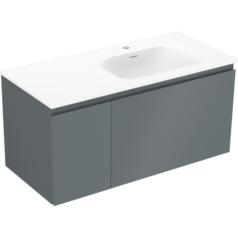 Mexen Orio Badezimmerschrank 100 cm mit Waschbecken Vela rechts, 1S, 1D, graphite matt/weiß matt - 91A13-10047-3-BBFF66-W23P01