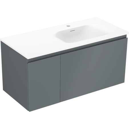 Mexen Orio Badezimmerschrank 100 cm mit Waschbecken Vela rechts, 1S, 1D, grafit matt/weiß matt - 91A13-10047-3-BBFF66-W23P01