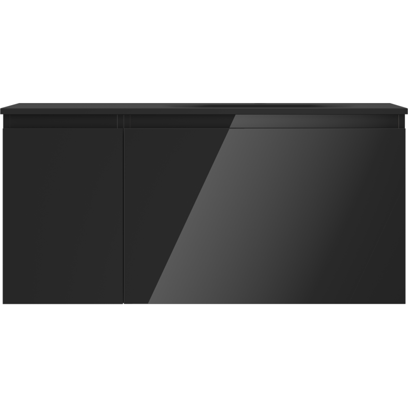 Mexen Orio Badezimmerschrank 100 cm mit Waschbecken Vela rechts, 1S, 1D, schwarz glänzend/schwarz matt