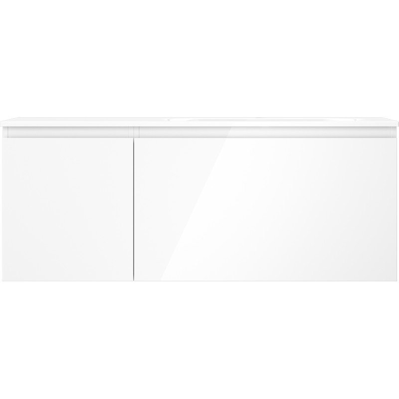 Mexen Orio Badezimmerschrank 120 cm mit Waschbecken Vela rechts, 1S, 1T, weiẞ glänzend - 91A13-12047-3-BBFF00-W23P00