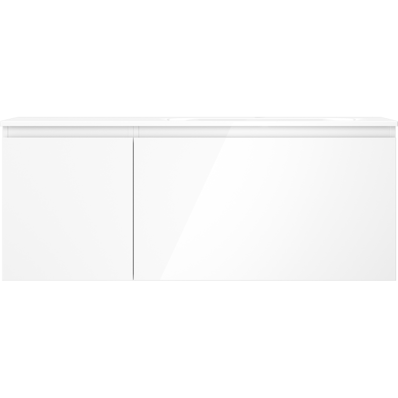Mexen Orio Badezimmerunterschrank 120 cm mit Waschbecken Vela rechts, 1S, 1D, weiß glänzend - 91A13-12047-3-BBFF00-W23P00