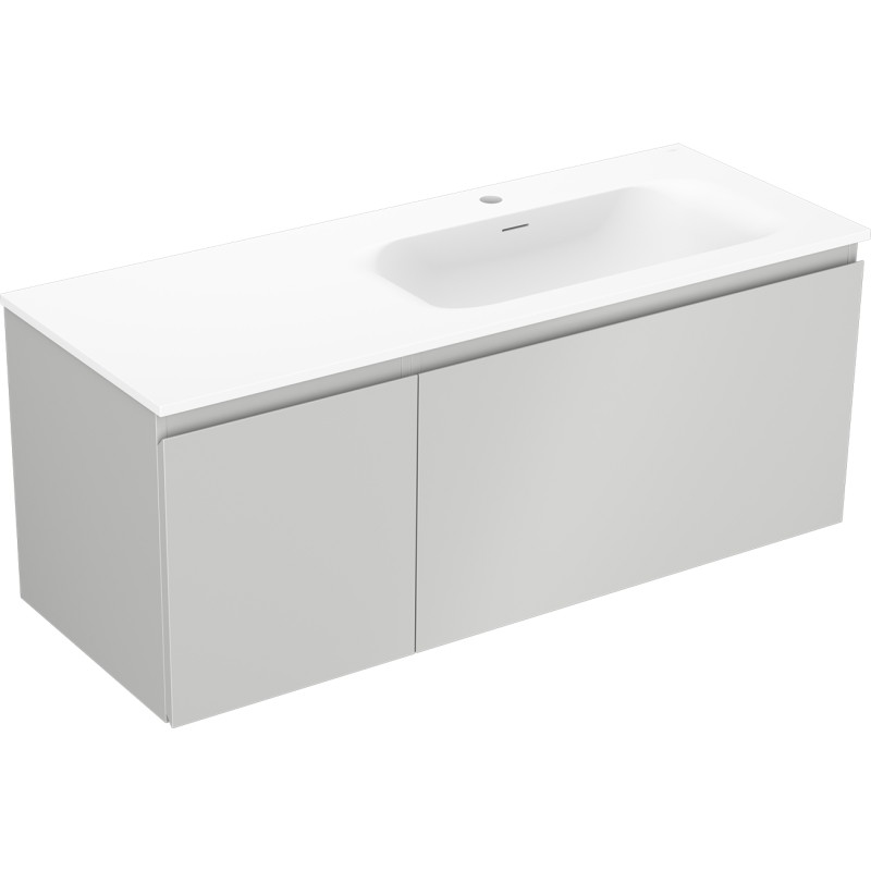 Mexen Orio Badezimmerschrank 120 cm mit Waschtisch Vela rechts, 1S, 1D, grau matt/weiß matt - 91A13-12047-3-BBFF62-W23P01