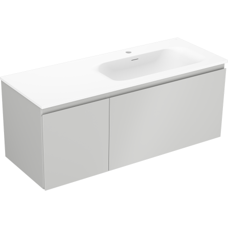 Mexen Orio Badezimmerunterschrank 120 cm mit Waschbecken Vela rechts, 1S, 1D, grau matt/weiß matt - 91A13-12047-3-BBFF62-W23P01