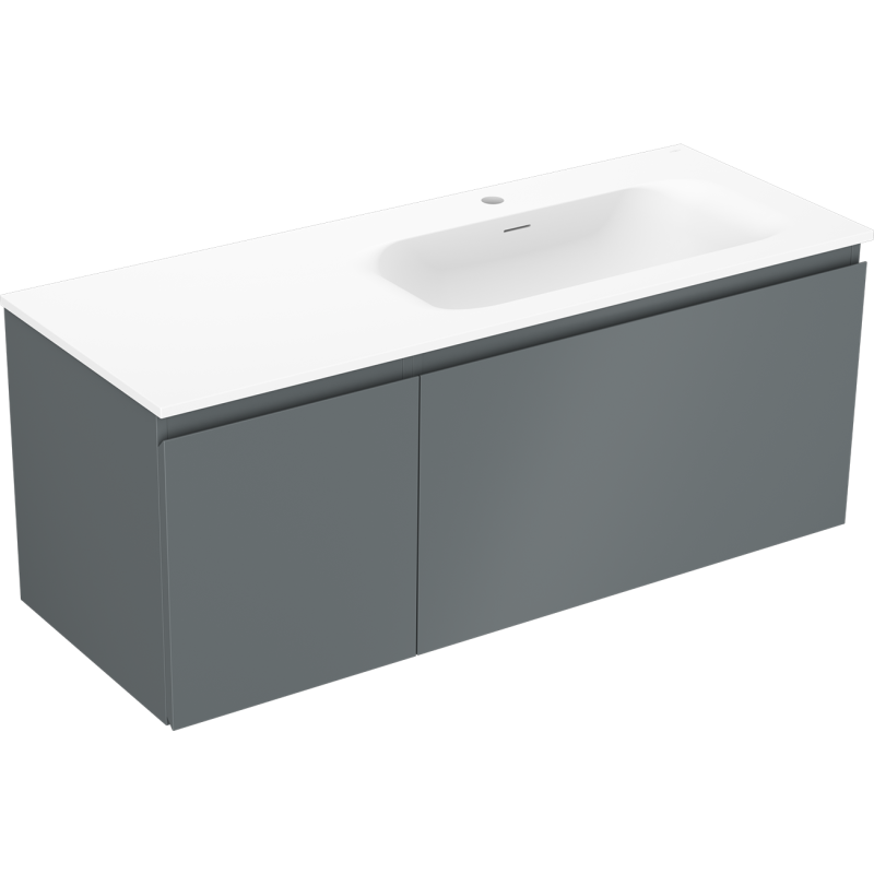 Mexen Orio Badezimmerschrank 120 cm mit Waschbecken Vela rechts, 1S, 1D, Graphit matt/weiß matt - 91A13-12047-3-BBFF66-W23P01
