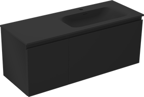 Mexen Orio Badezimmerunterschrank 120 cm mit Waschbecken Vela rechts, 1S, 1D, schwarz matt - 91A13-12047-3-BBFF71-W23P71