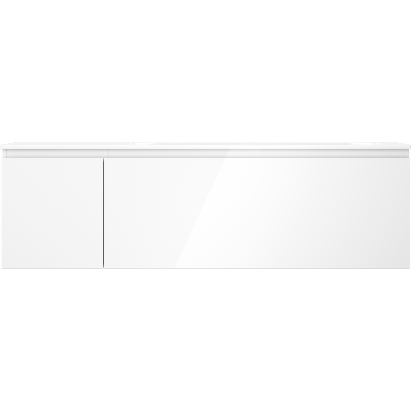 Mexen Orio Badezimmerschrank 160 cm mit Waschbecken Vela rechts, 1S, 1D, weiß glänzend - 91A13-16047-3-BBFF00-W23P00