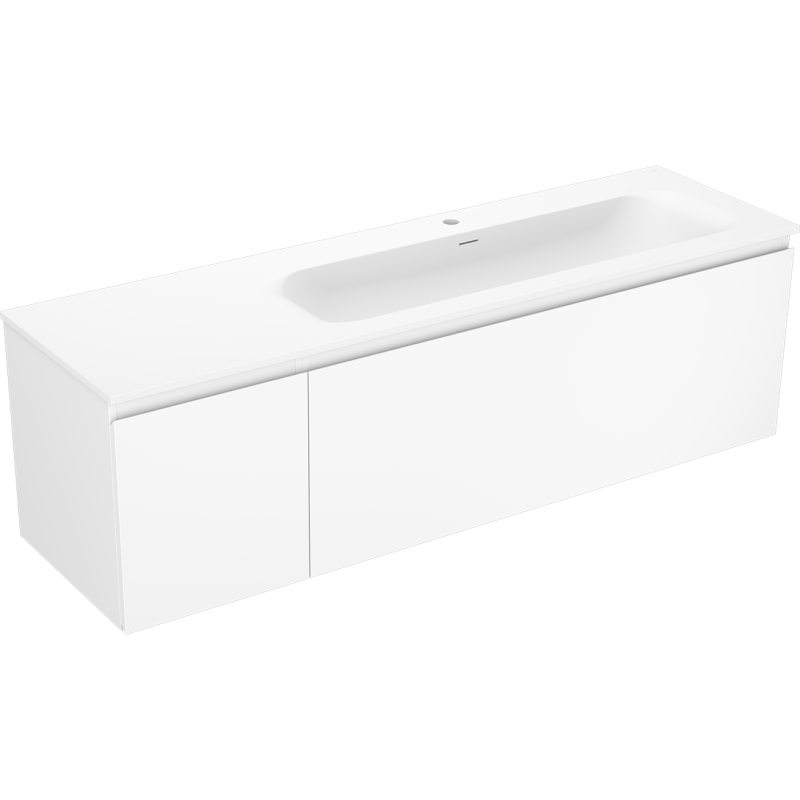 Mexen Orio 160 cm Badezimmerschrank mit Waschbecken Vela rechts, 1S, 1D, weiß matt - 91A13-16047-3-BBFF01-W23P01