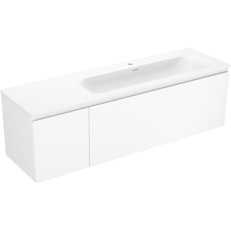 Mexen Orio Badezimmerschrank 160 cm mit Waschbecken Vela rechts, 1S, 1T, weiß matt - 91A13-16047-3-BBFF01-W23P01