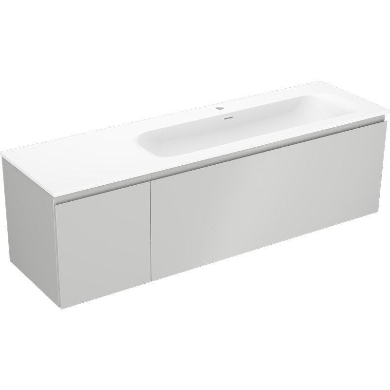 Mexen Orio Badezimmerschrank 160 cm mit Waschbecken Vela rechts, 1S, 1T, grau matt/weiß matt - 91A13-16047-3-BBFF62-W23P01