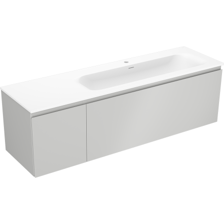 Mexen Orio Badezimmerunterschrank 160 cm mit Waschbecken Vela rechts, 1S, 1D, grau matt/weiß matt - 91A13-16047-3-BBFF62-W23P01