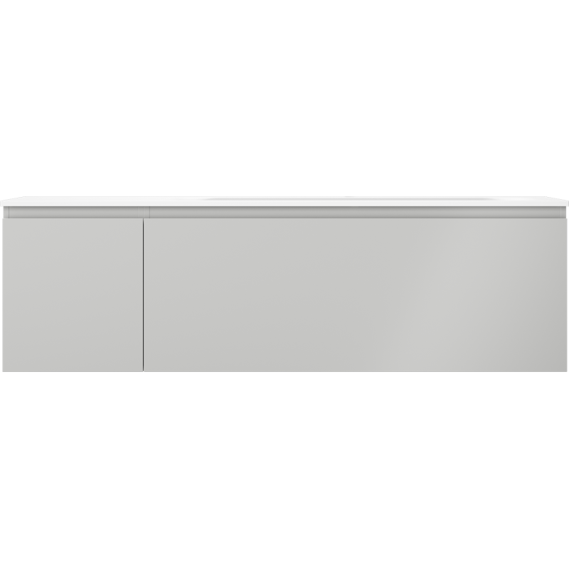 Mexen Orio Badezimmerunterschrank 160 cm mit Waschbecken Vela rechts, 1S, 1D, grau matt/weiß matt - 91A13-16047-3-BBFF62-W23P01