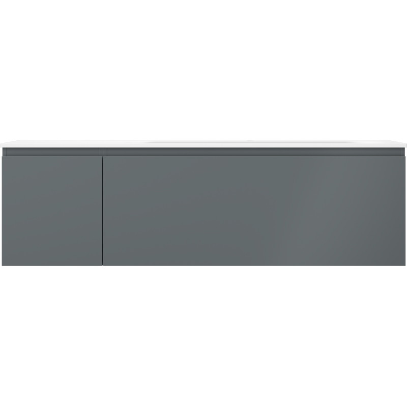 Mexen Orio Badezimmerschrank 160 cm mit Waschbecken Vela rechts, 1S, 1D, Graphit matt/Weiß matt - 91A13-16047-3-BBFF66-W23P01