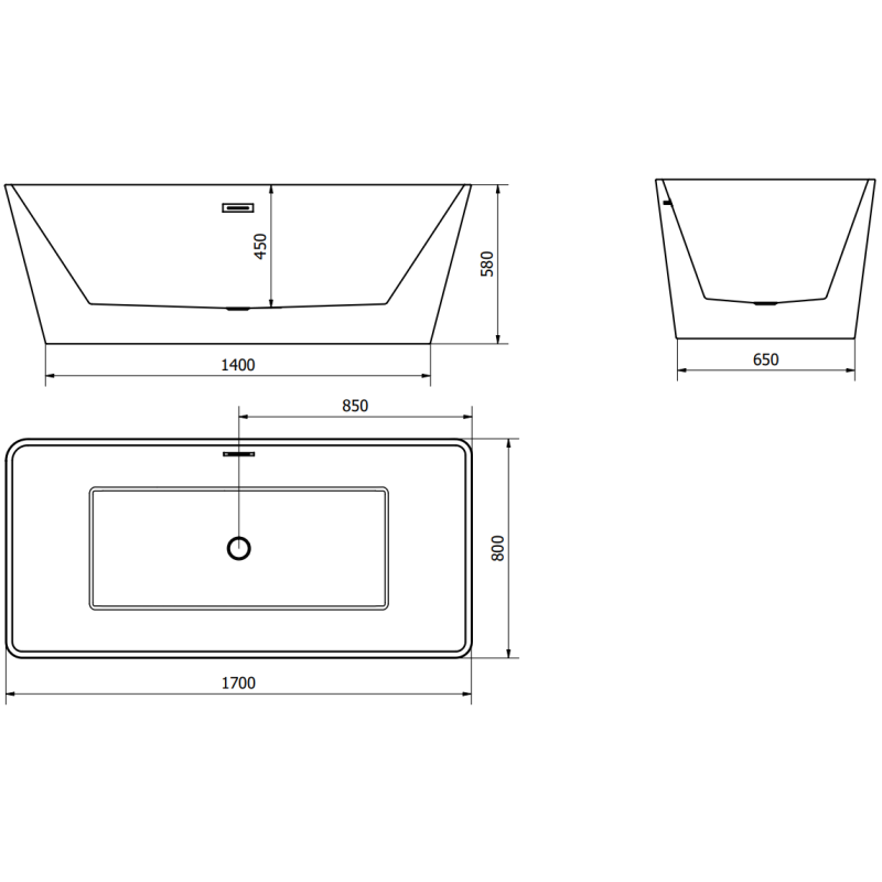 Mexen Malaga freistehende Badewanne 170 x 80 cm, weiß - 51421708000