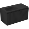 Mexen Rivel Badezimmerschrank 90 cm mit linker Vela-Waschbecken, 1S, 1D, gerillt, schwarz matt - 91A23-09047-3-BBFF71-W23L71