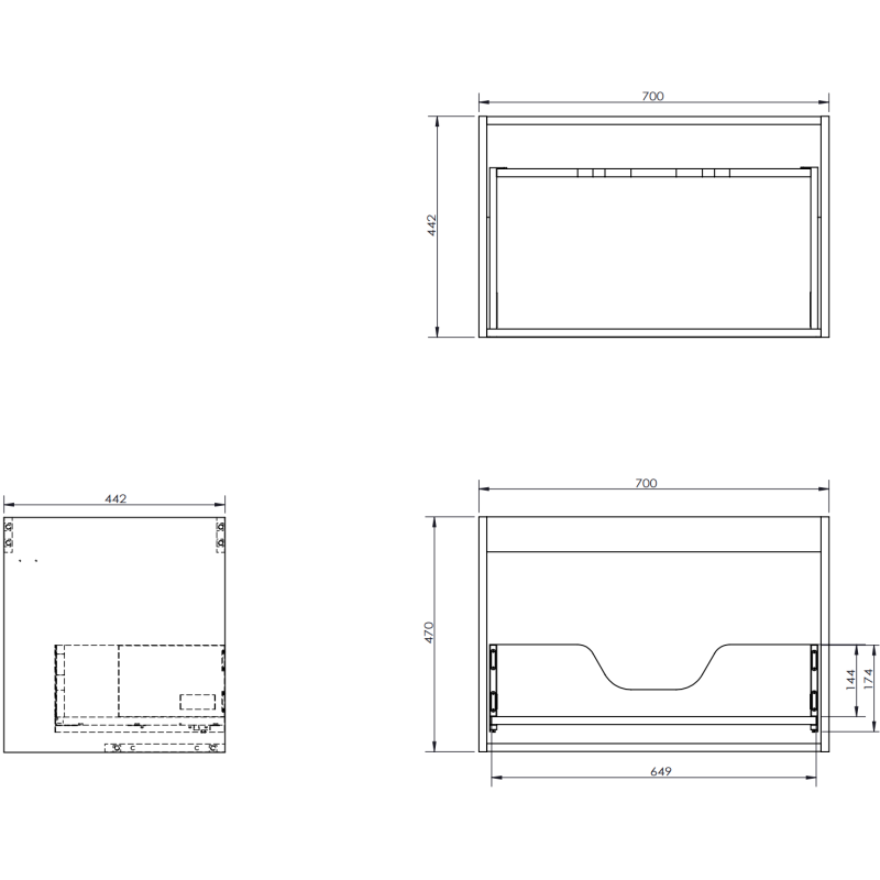 Mexen Rivel Badezimmerschrank 100 cm mit Waschbecken Vela links, 1S, 1D, gerillt, graphit matt/weiß matt