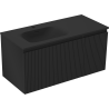 Mexen Rivel Badezimmerschrank 100 cm mit Waschtisch Vela links, 1S, 1D, geriffelt, schwarz matt - 91A23-10047-3-BBFF71-W23L71